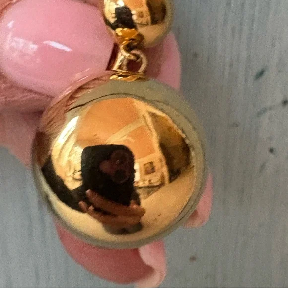 Vintage Monet Gold Ball Clip-On Drop Earrings - Picture 4 of 7